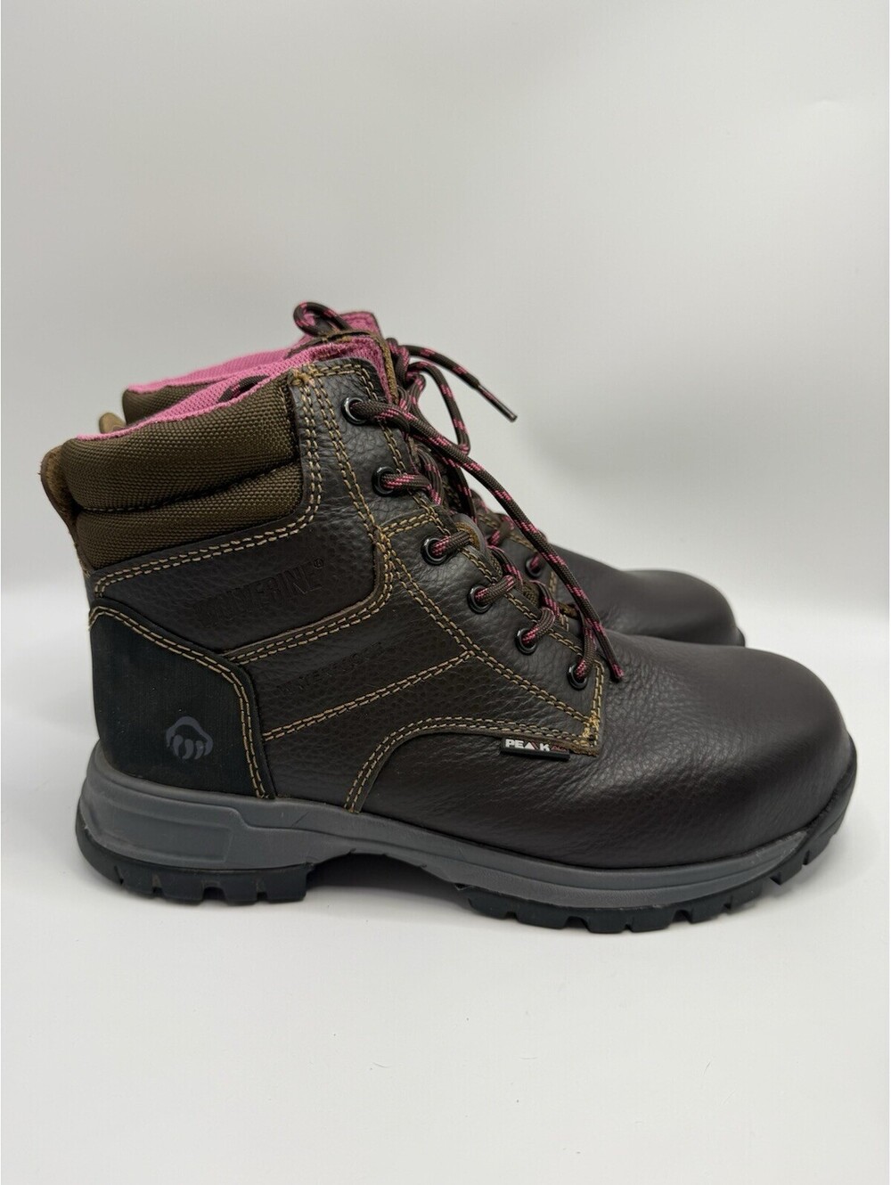 Women's Brown Wolverine Piper 6" Waterproof Composite Toe Work Boots Size 7.5